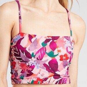 ATHLETA Daybreak Tropic Bra Cup Bikini Top - Multicolor Floral - NWOT - 36 D/DD